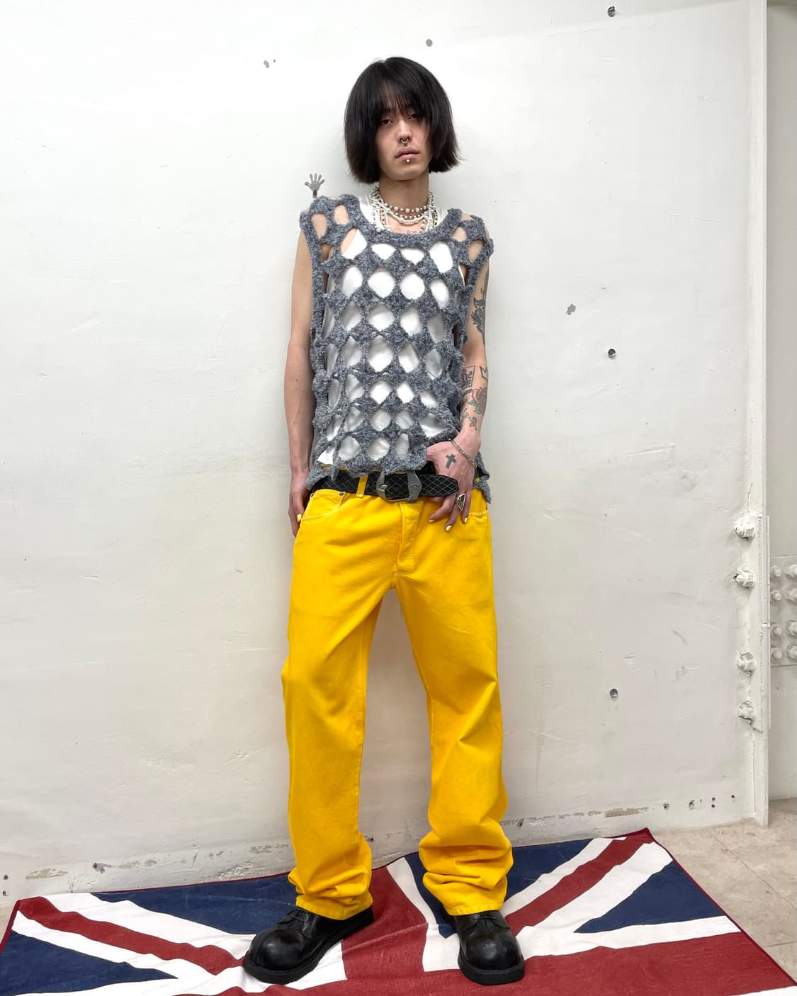 Grey Punching Diamond Fur Vest 상품이미지7