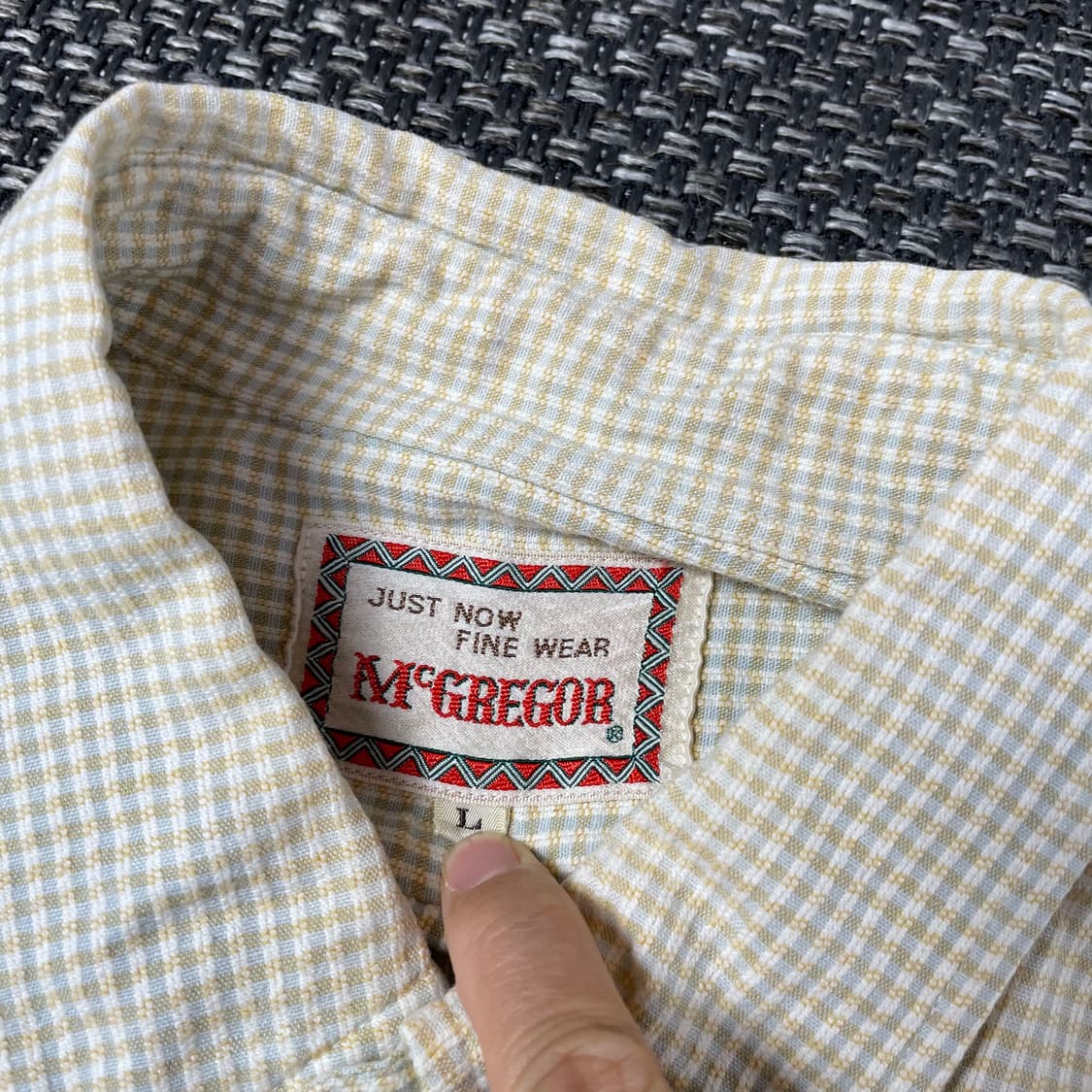 맥그리거 옐로우 체크 배색 원포켓 반팔 셔츠 L 상품이미지4