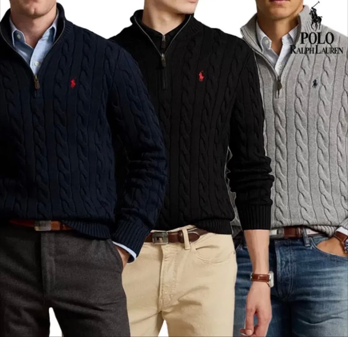 [새상품/정품]폴로 꽈배기 반집업 니트 남녀공용 3color 상품이미지4