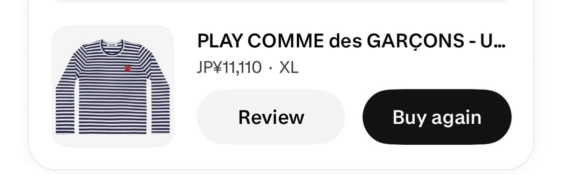 XL) 꼼데가르송 스트라이프 롱슬리브 긴팔 티셔츠 네이비 화이트 상품이미지2