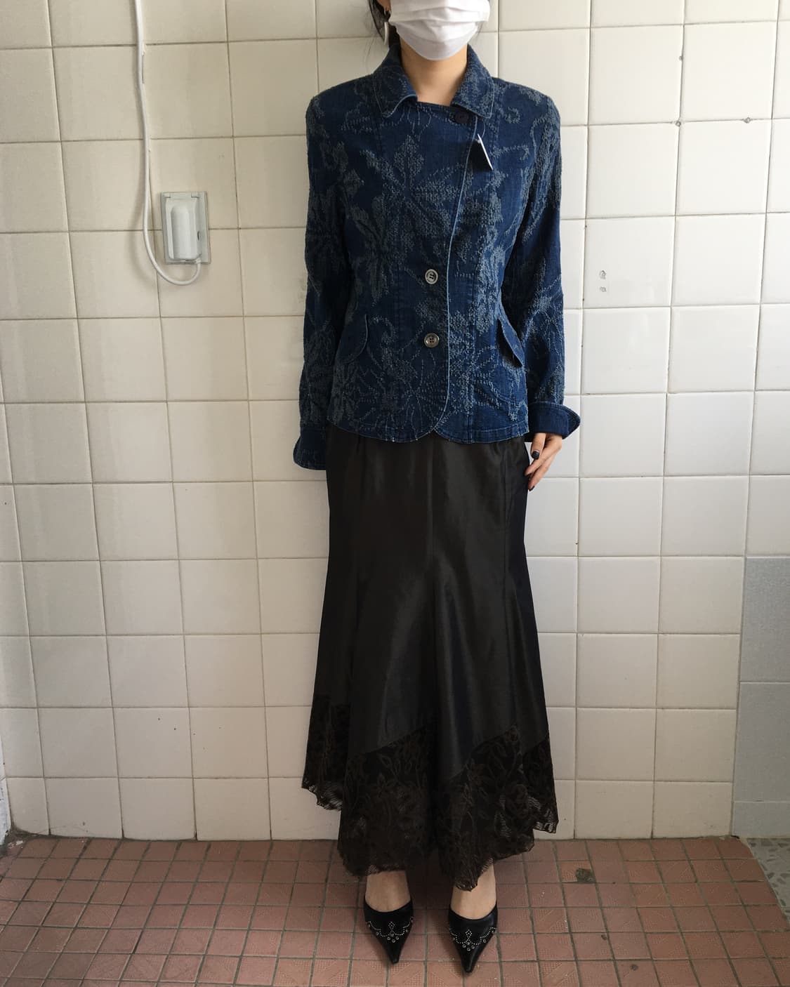 Leaf pattern point denim jacket 상품이미지8