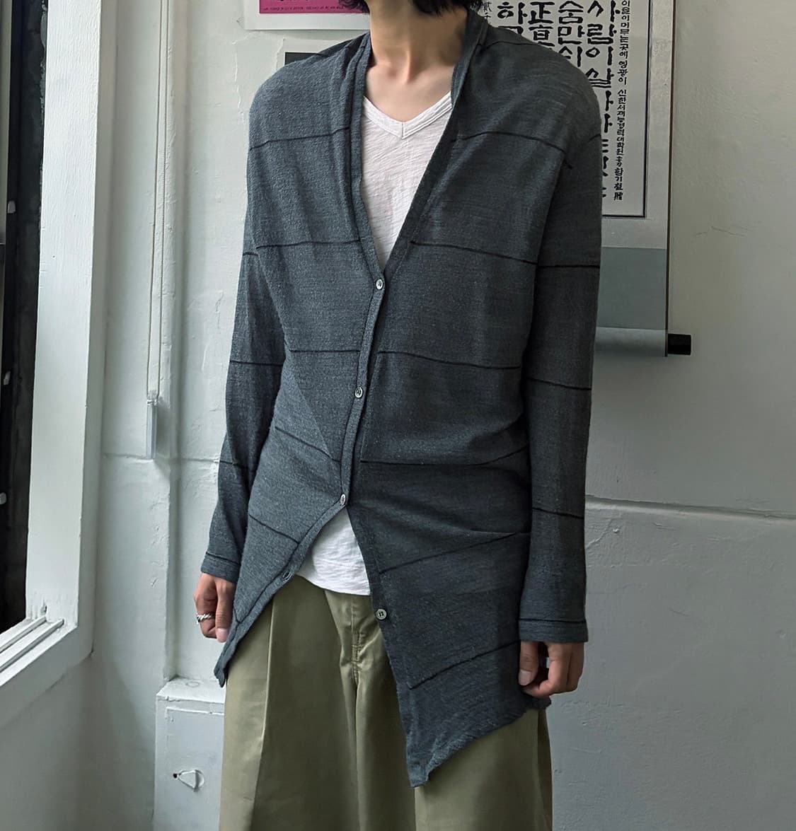 빈티지 그레이 도트 가디건 상품이미지2