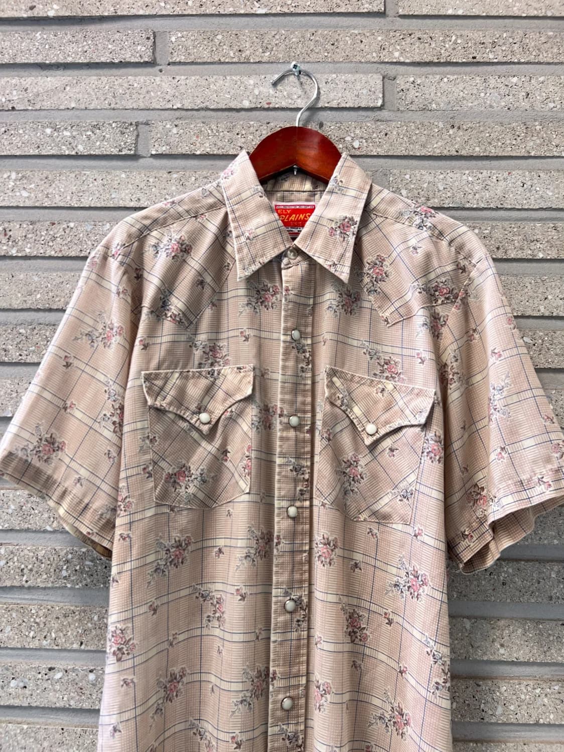 [M]80's USA 빈티지 플라워 패턴 버튼다운 웨스턴 셔츠 상품이미지1