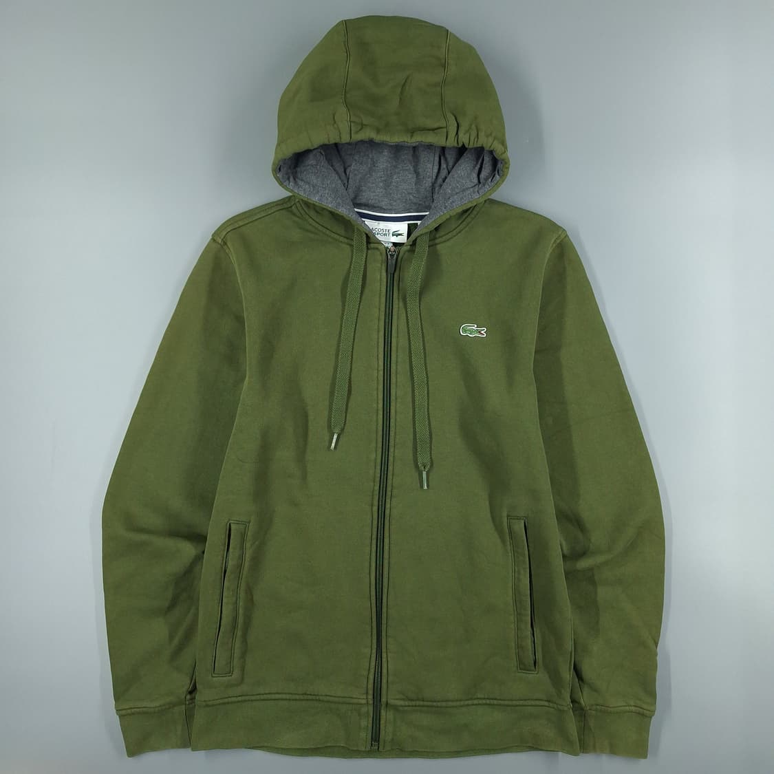 라코스테 스포츠 카키 그린 크록패치 기모 후드집업 S 상품이미지3