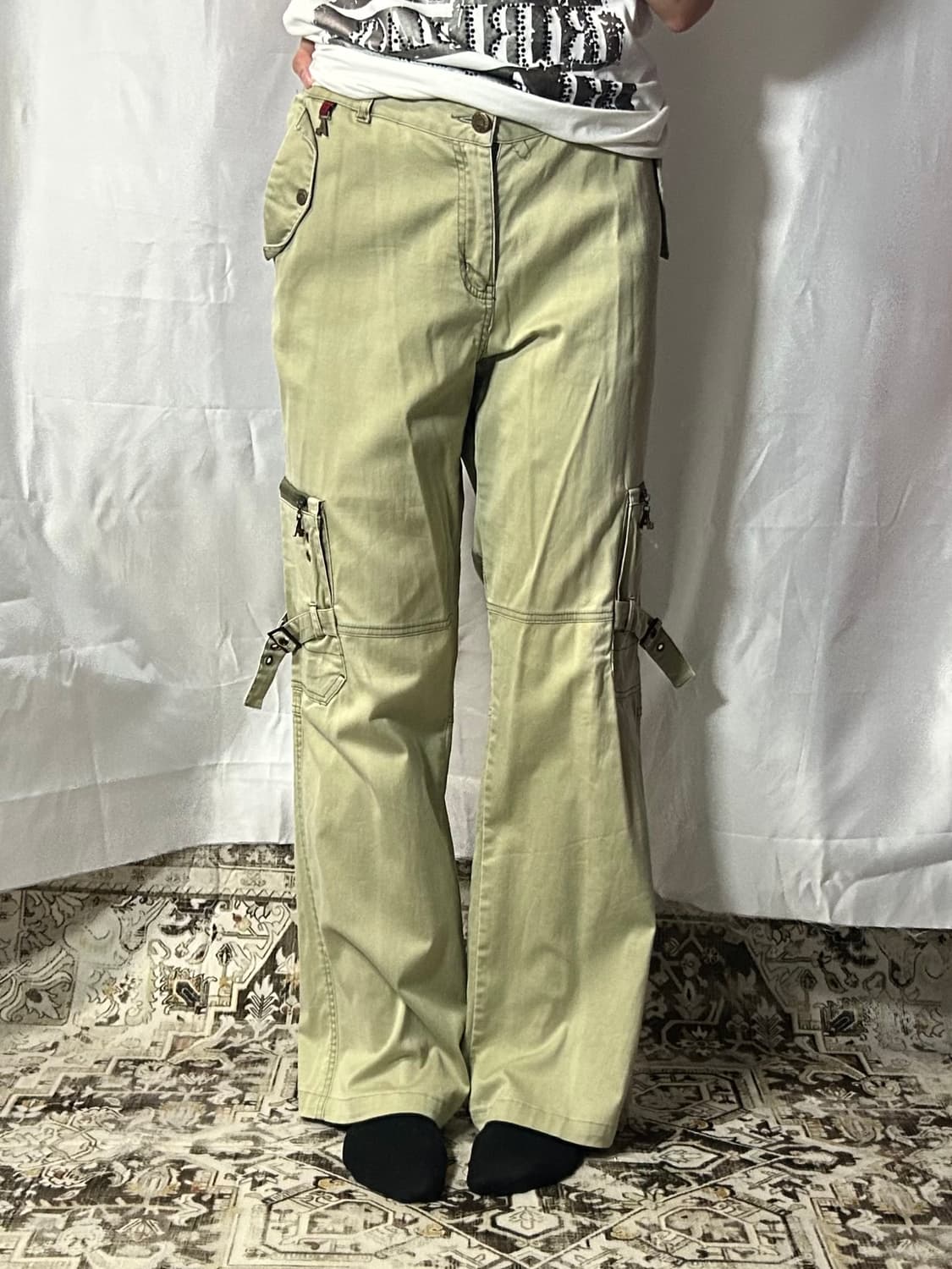 A6UC y2k beige cargo side strap pants 상품이미지1