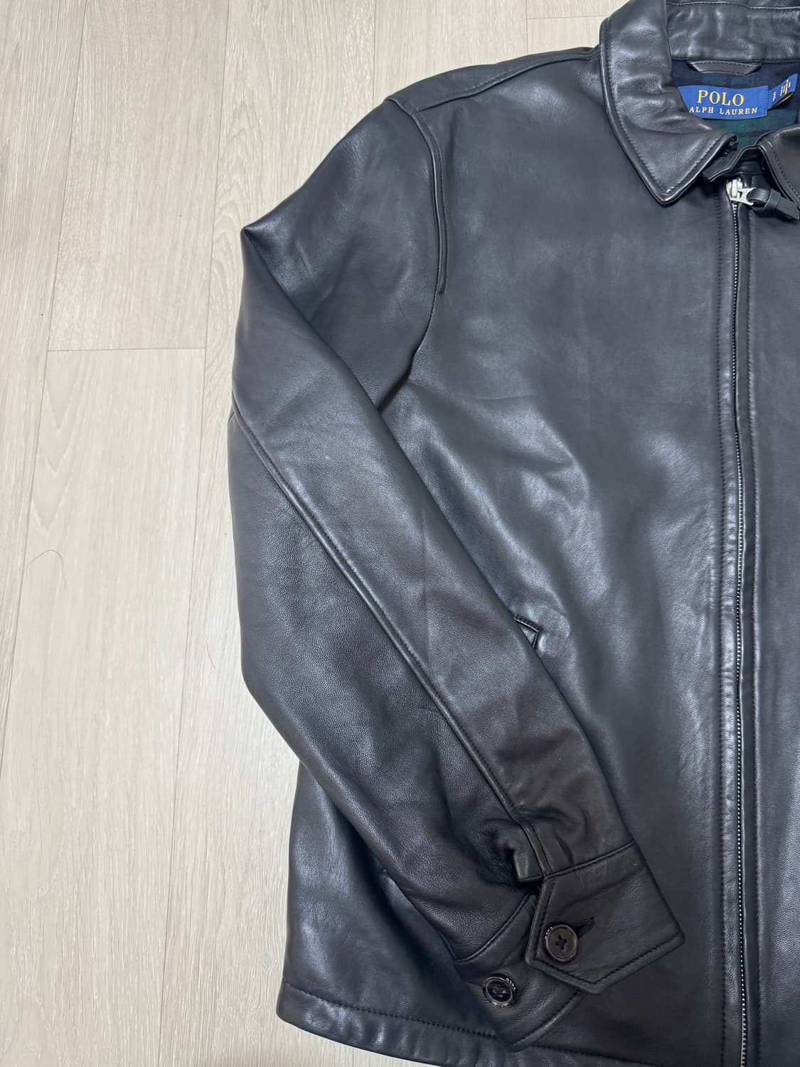 S 폴로 랄프로렌 맥스웰 램스킨 블랙 가죽 자켓 상품이미지5
