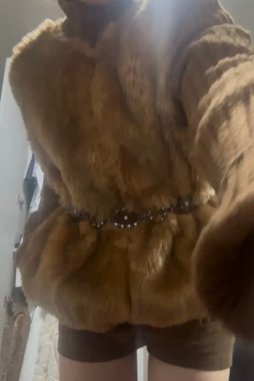 빈티지 브라운 퍼 골지 집업 상품이미지3