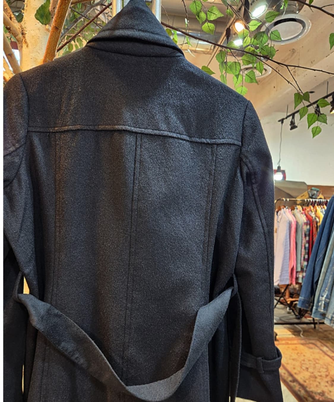 Laura pue 캐시미어 95%  울 더블 버튼 벨트 블랙 코트 상품이미지8