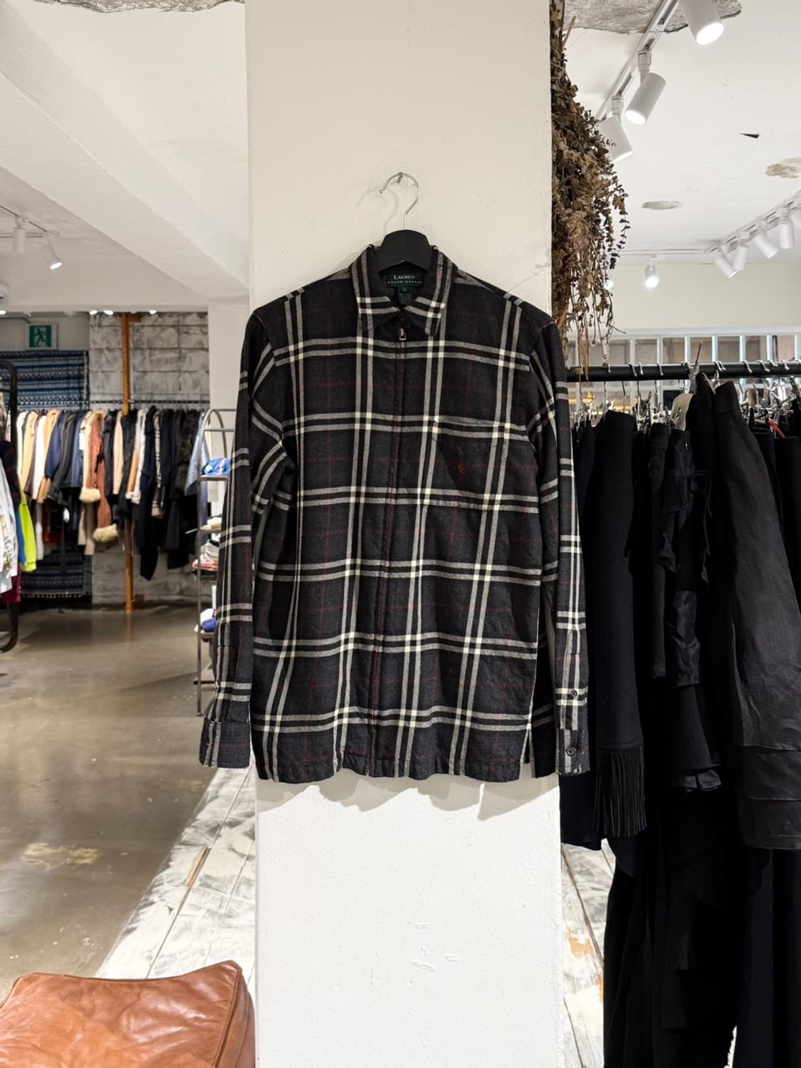 로렌 랄프로렌 차콜 체크 울 집업 셔츠 자켓 상품이미지1