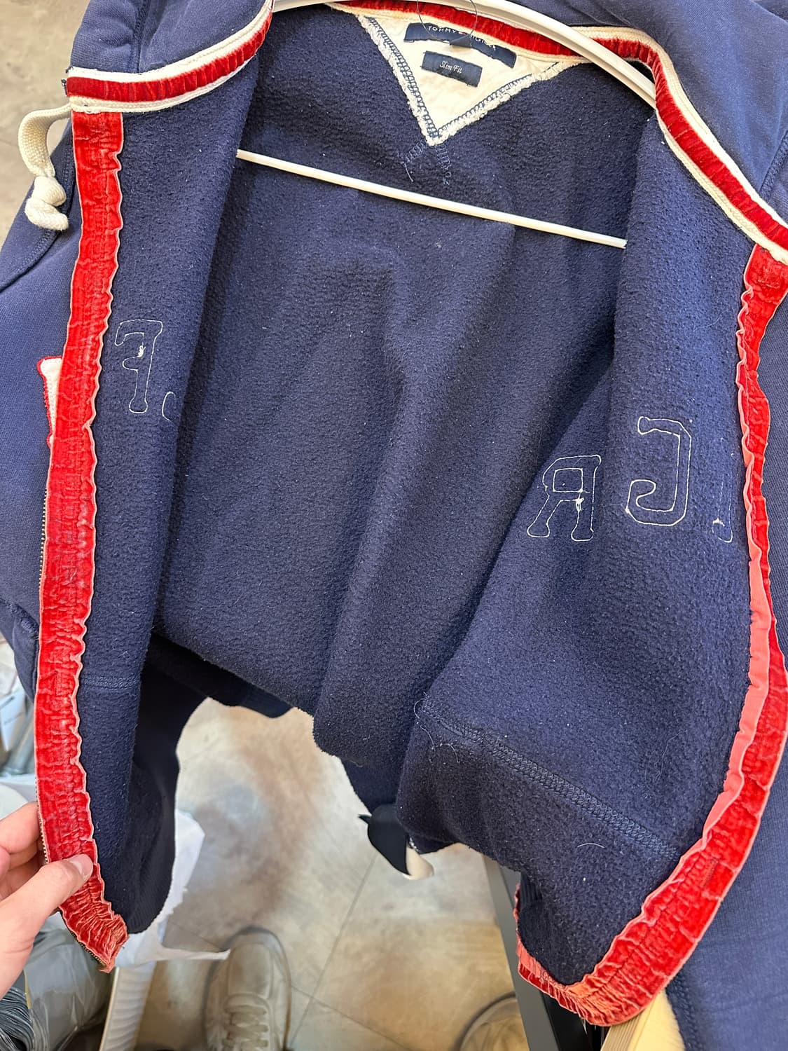 XL) 타미 힐피거 네이비 기모 후드 집업 상품이미지4