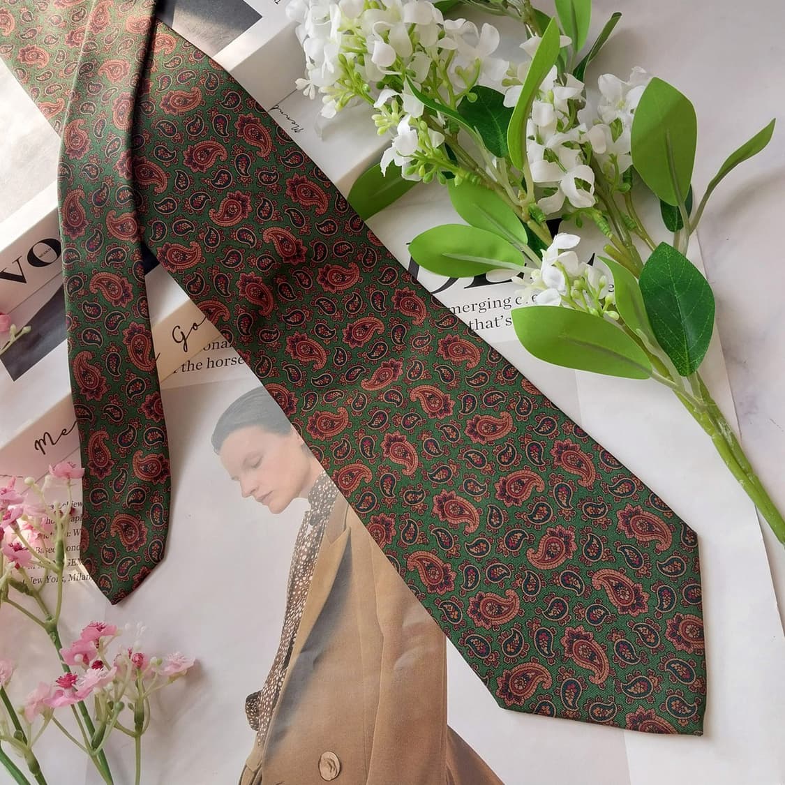 리버티 실크 그린 페이즐리 넥타이 9cm A+등급 K1910
 상품이미지4