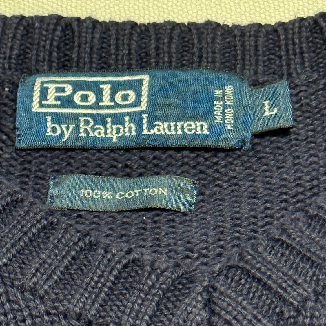 L 폴로랄프로렌 레드 포니 코튼 네이비 브이넥 니트 상품이미지4