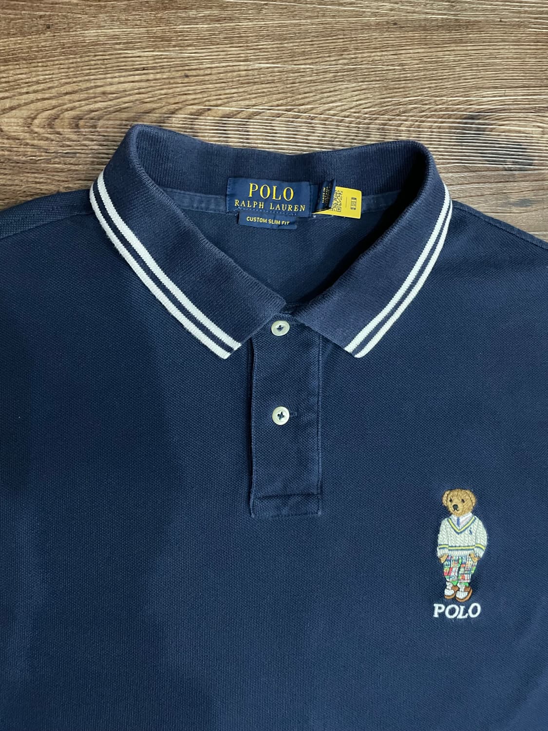 폴로 베어 커스텀 슬림 메시 폴로 셔츠 네이비 상품이미지3