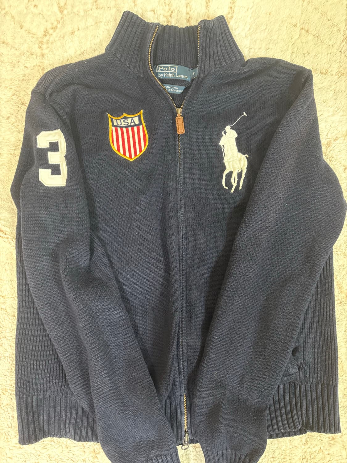 [유매]폴로 랄프로랜 빅포니 성조기 니트집업 상품이미지1