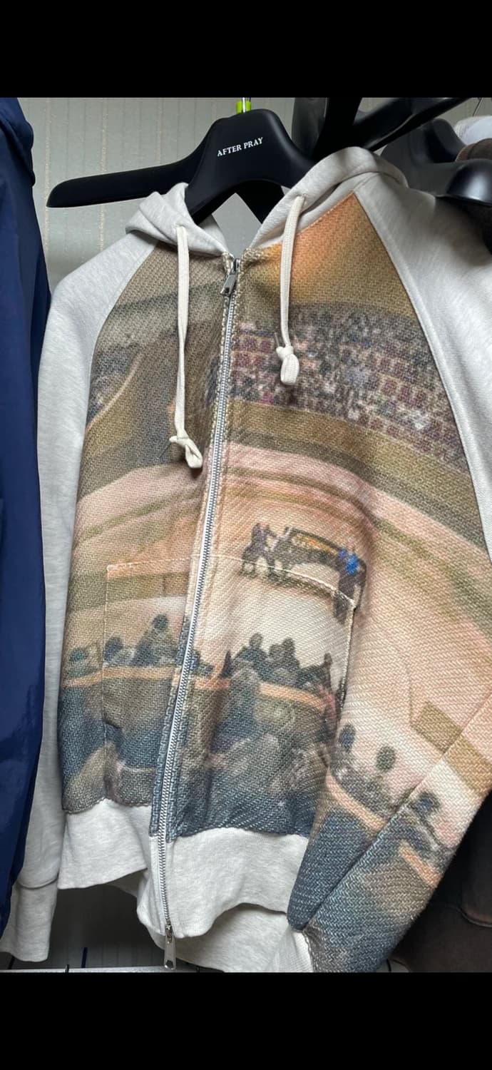 애프터프레이 프린트 패널 후디 집업 멜란지그레이 상품이미지3