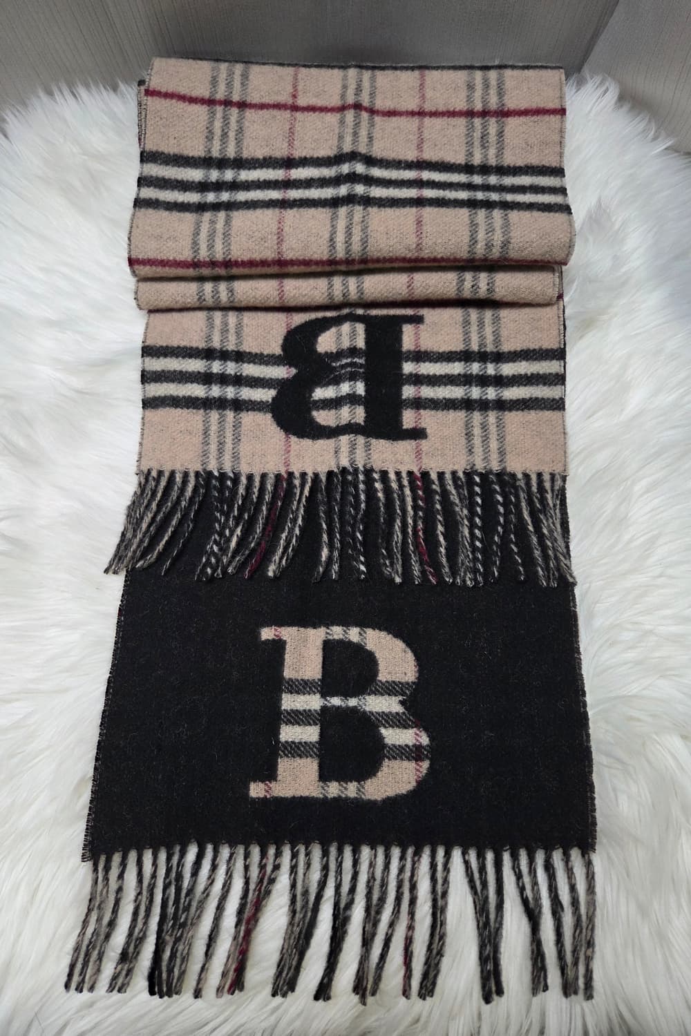 정품)버버리 TB 모노그램 체크 캐시미어 스카프 # 신품급 상품이미지4