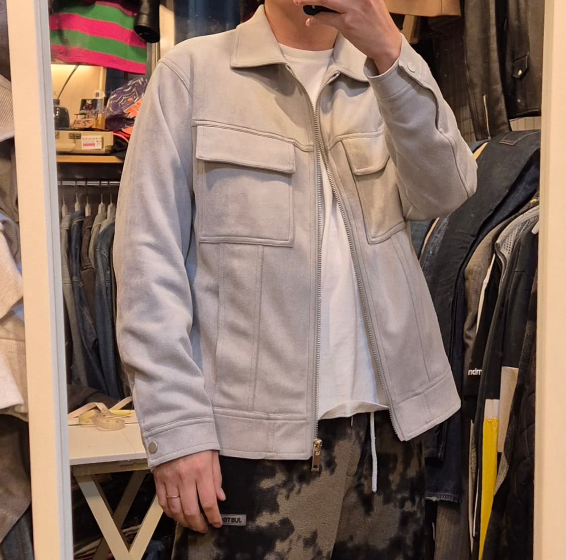 XL(착샷잇음) 그레이 스웨이드자켓  상품이미지3