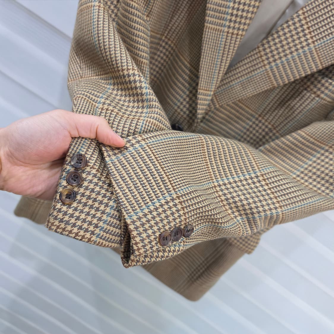 90s 아쿠아큐스텀 하운드투스 체크 패턴 블레이저- 우먼프리 상품이미지4