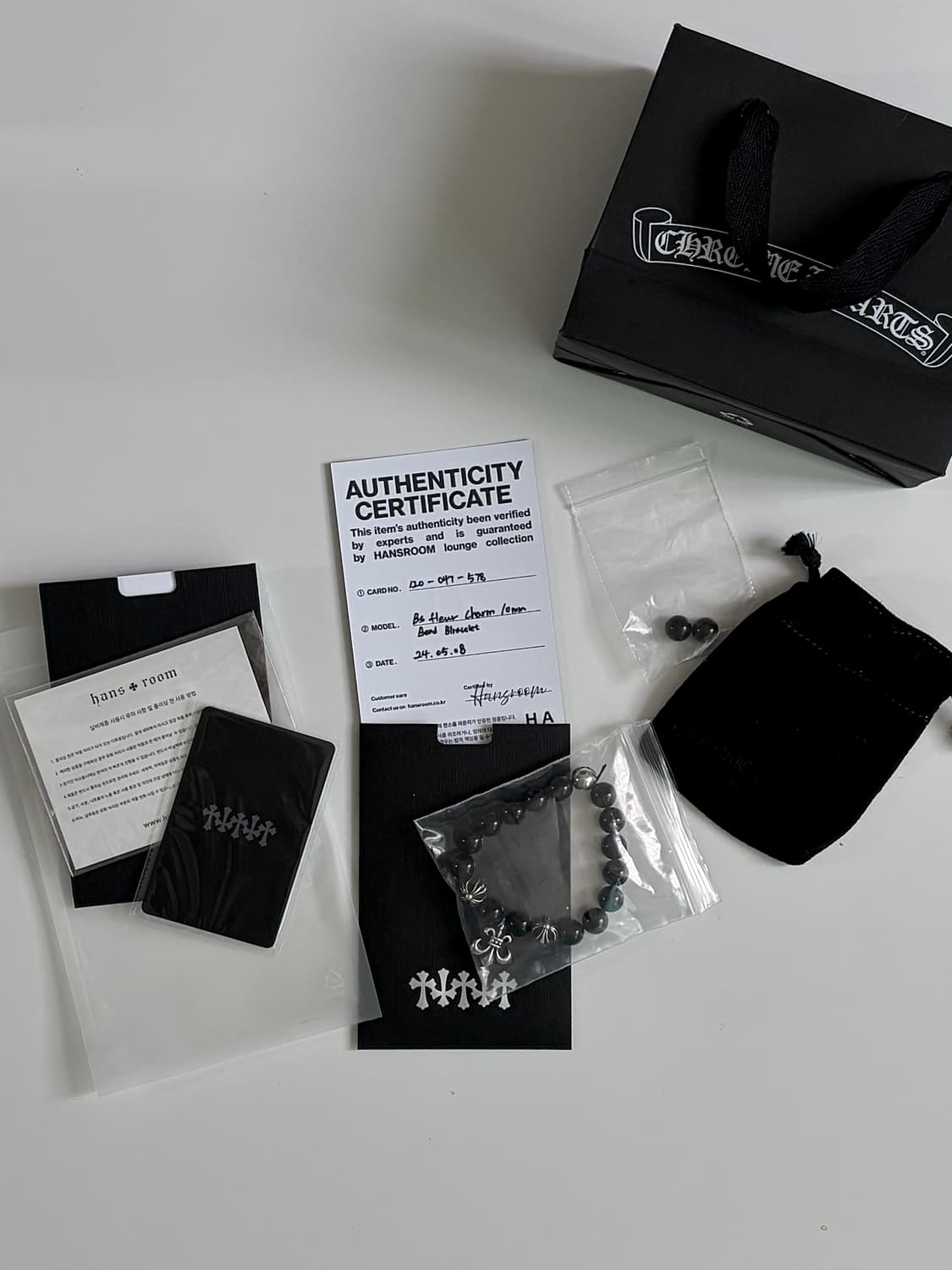 크롬하츠 BS fleur charm 10mm Bead Blracelet 상품이미지2