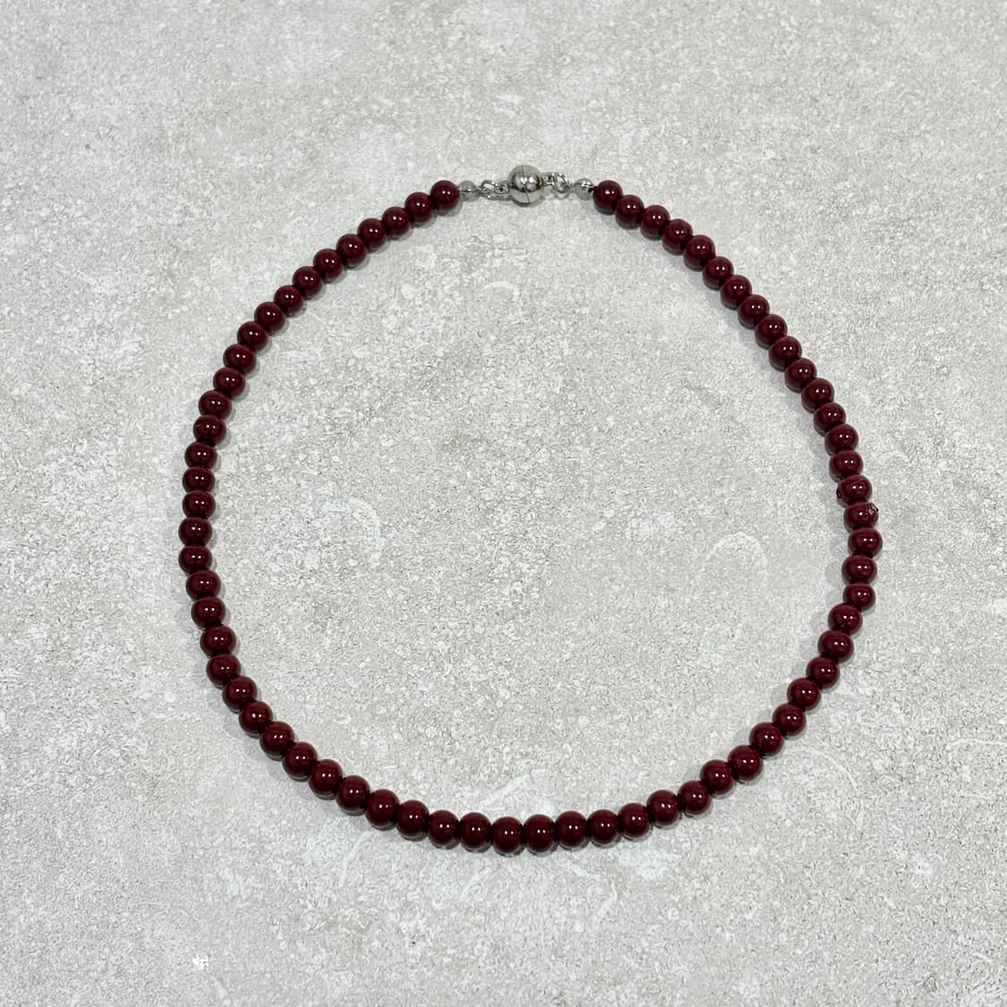 Oribell 버건디 오닉스 진주 펄 링크 초커 목걸이 6mm 상품이미지6