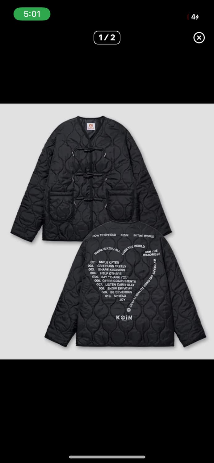 밈더로드로프x코인서울 러브레터 퀄팅자켓 M 상품이미지1