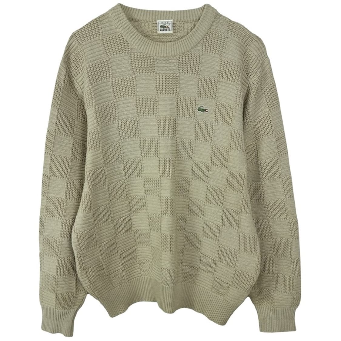 [라코스테] 체크 패턴 로고 패치 니트 베이지 M19469 상품이미지2