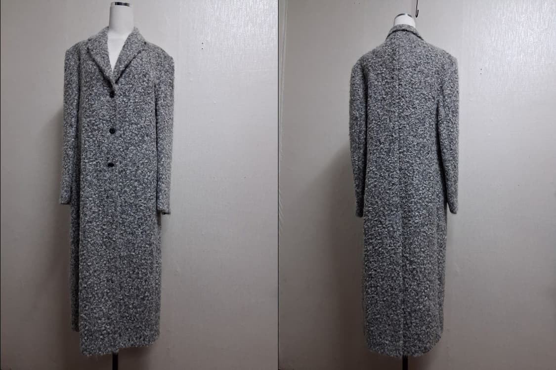 이탈리아 DIANA GALLESI 연회색 아스토라강짜임 알파카 롱코트 6 상품이미지3