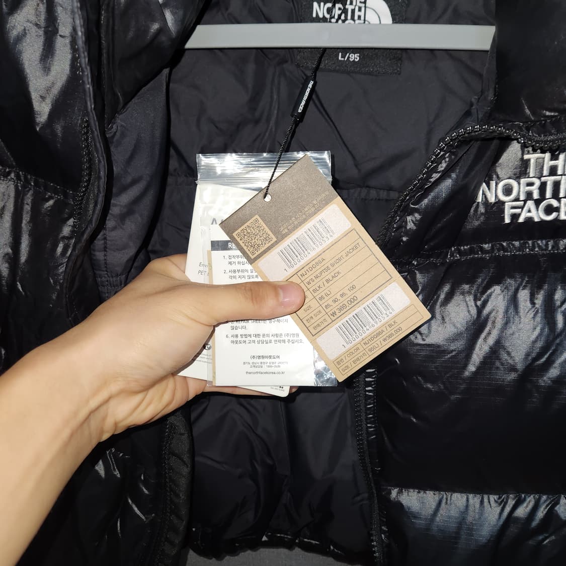 우먼스 눕시 숏 패딩 블랙 L 95 상품이미지2