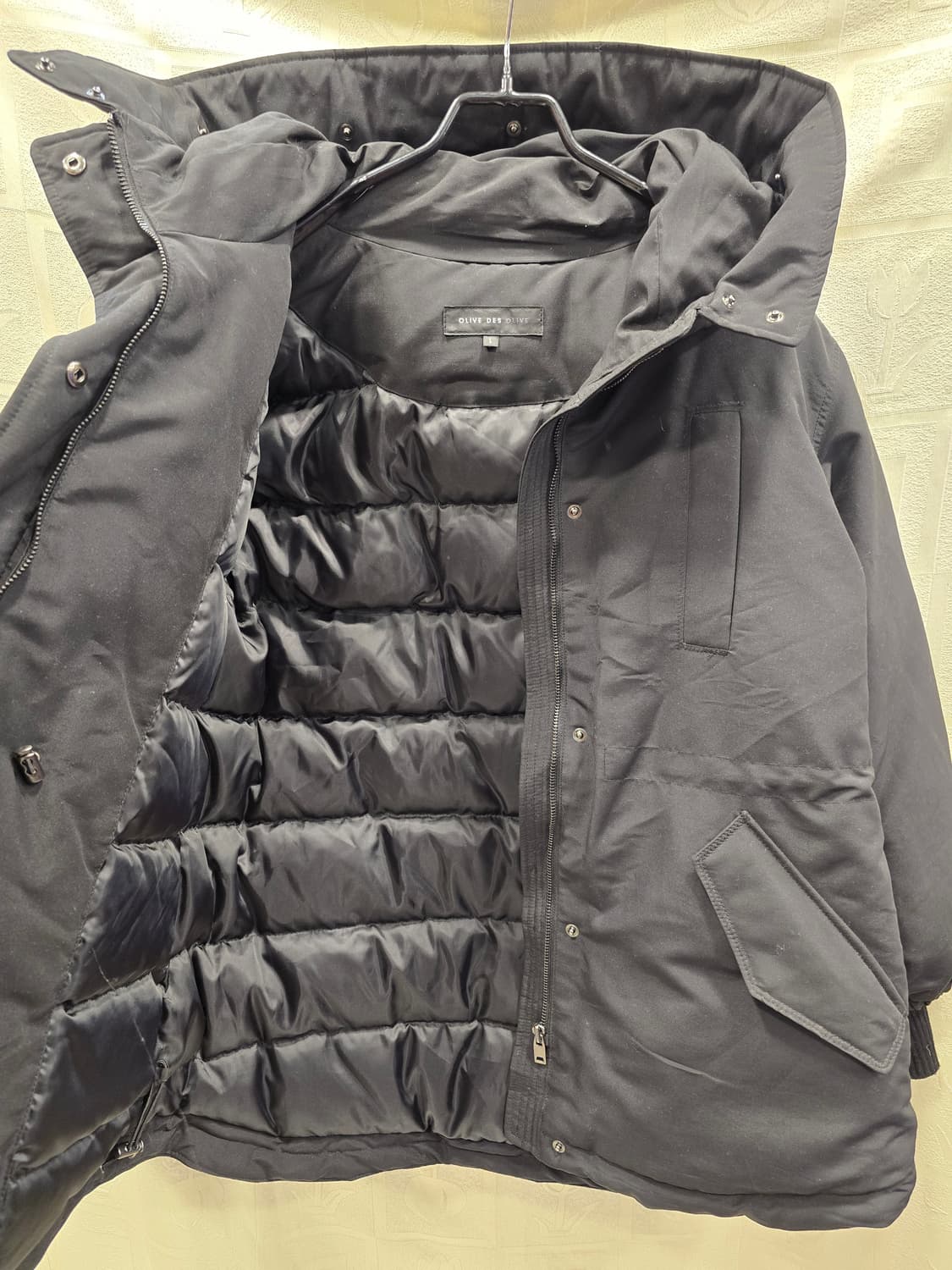 올리브데올리브 검정색 후드 다운패딩 점퍼 허리 스트링 S~M 상품이미지7