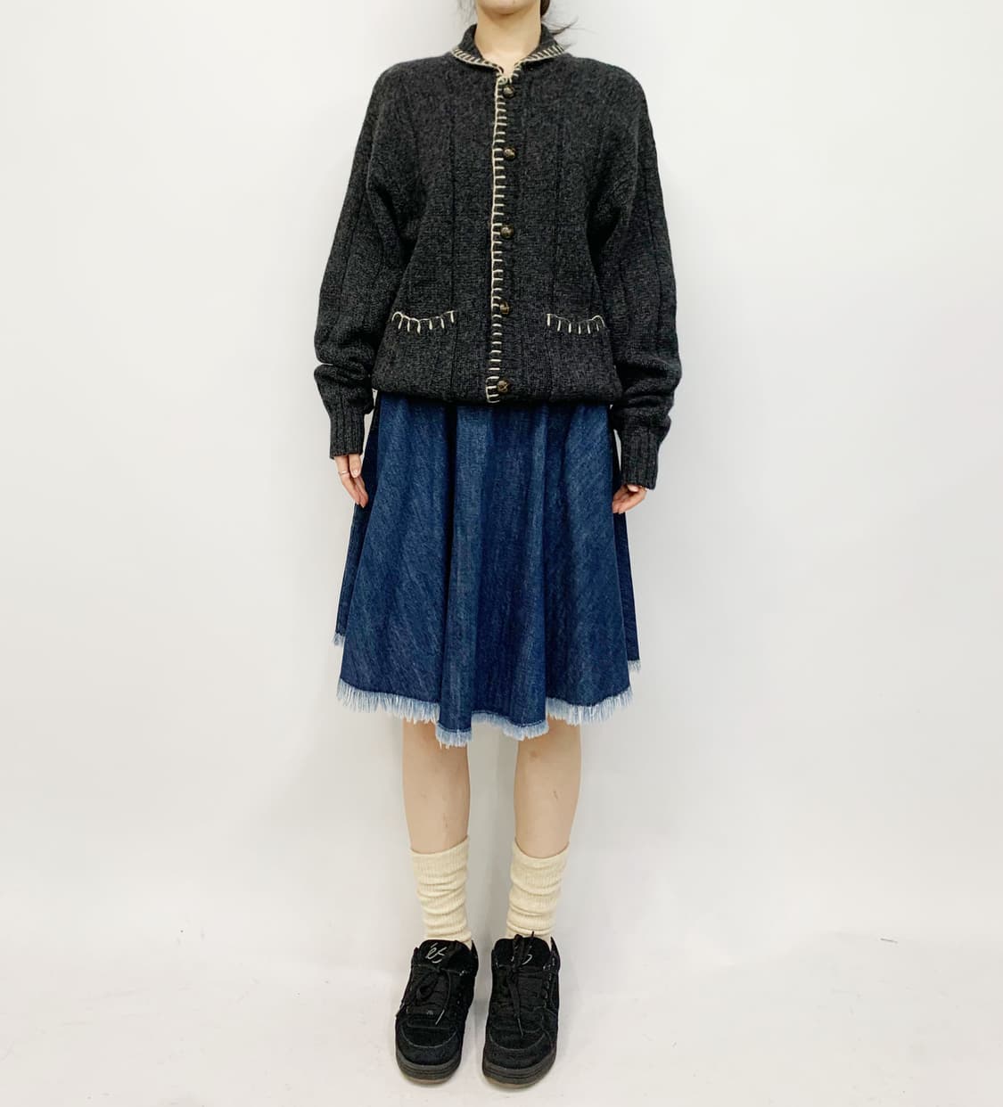90's DINAMO 스티치 니트 가디건 상품이미지2