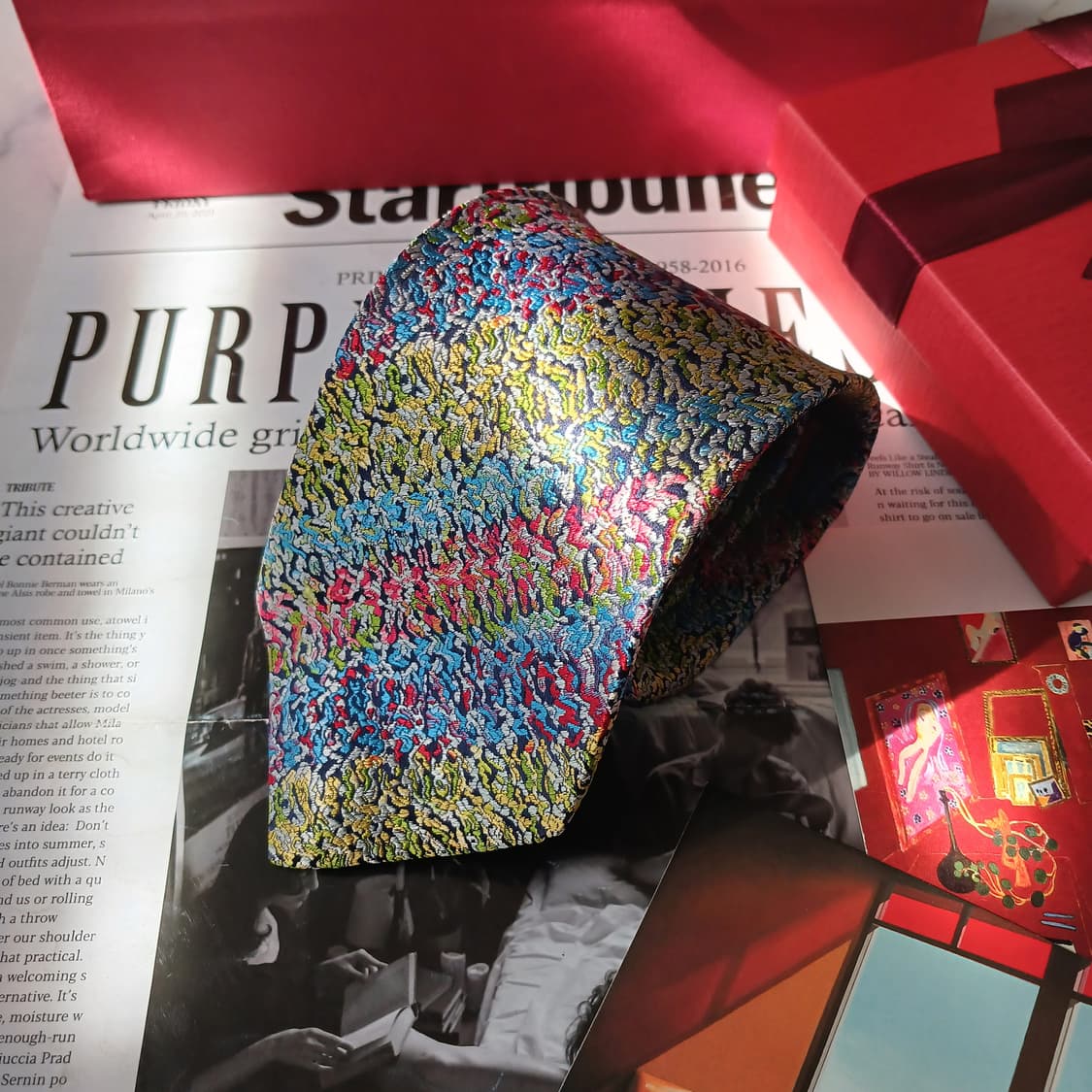 미쏘니 실크 멀티컬러 자카드 패턴 넥타이 9cm S~A+등급 E762 상품이미지3