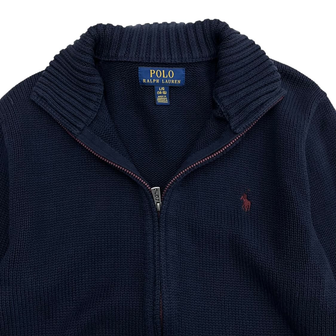 폴로 랄프로렌 버건디포니 네이비 니트 집업 L 상품이미지4