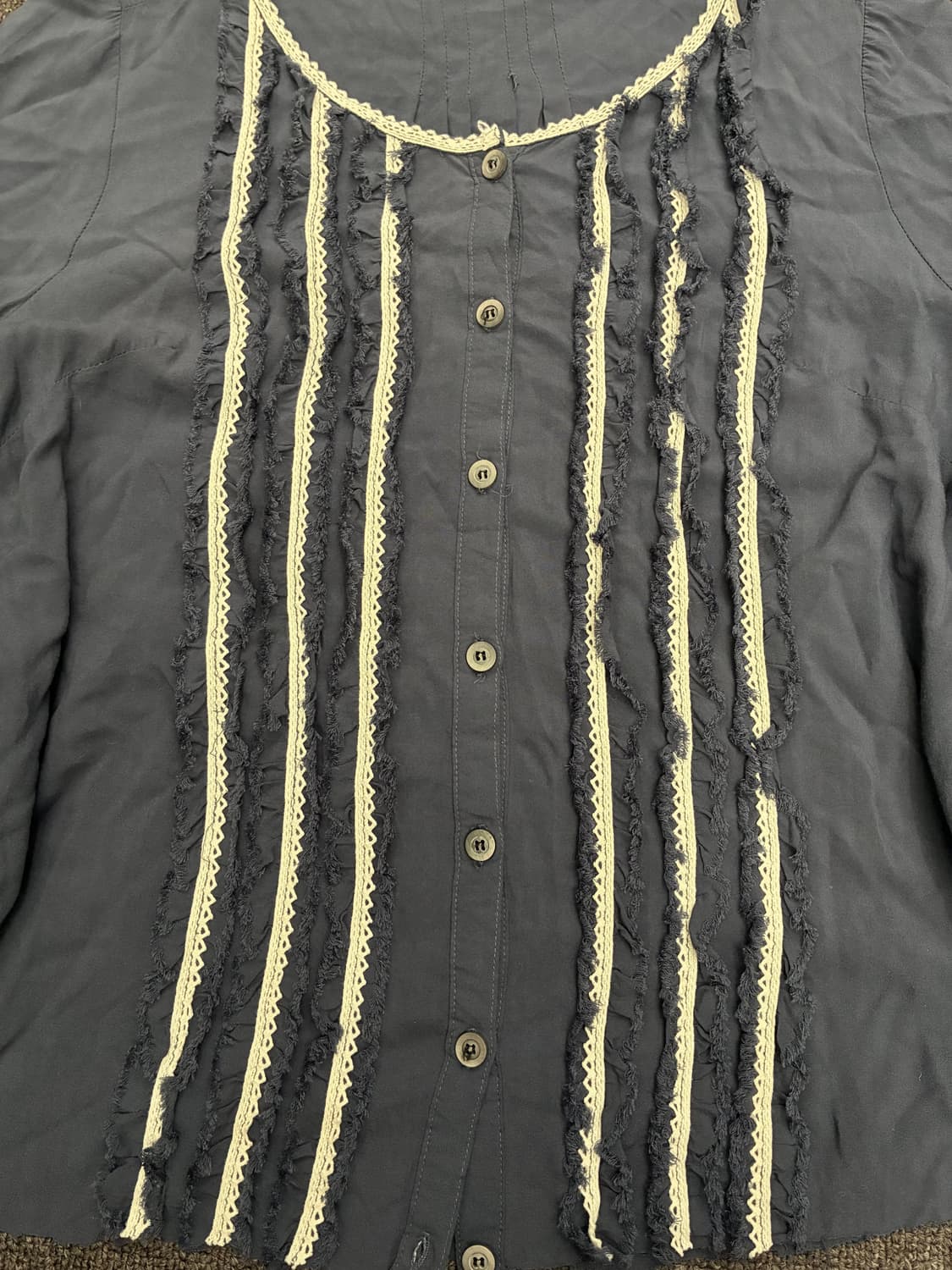 M)Japanese vintage 여성 프린지 디테일 7부 가디건 상품이미지4