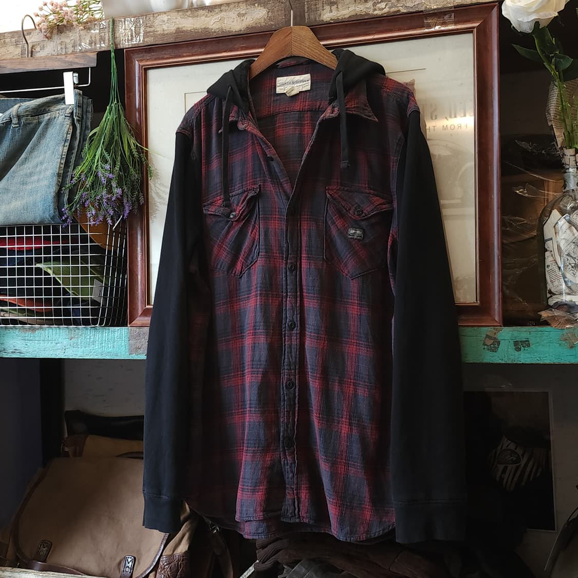 폴로 데님앤서플라이 플레드 셔츠 체크 후드 셔츠 Xl 상품이미지2