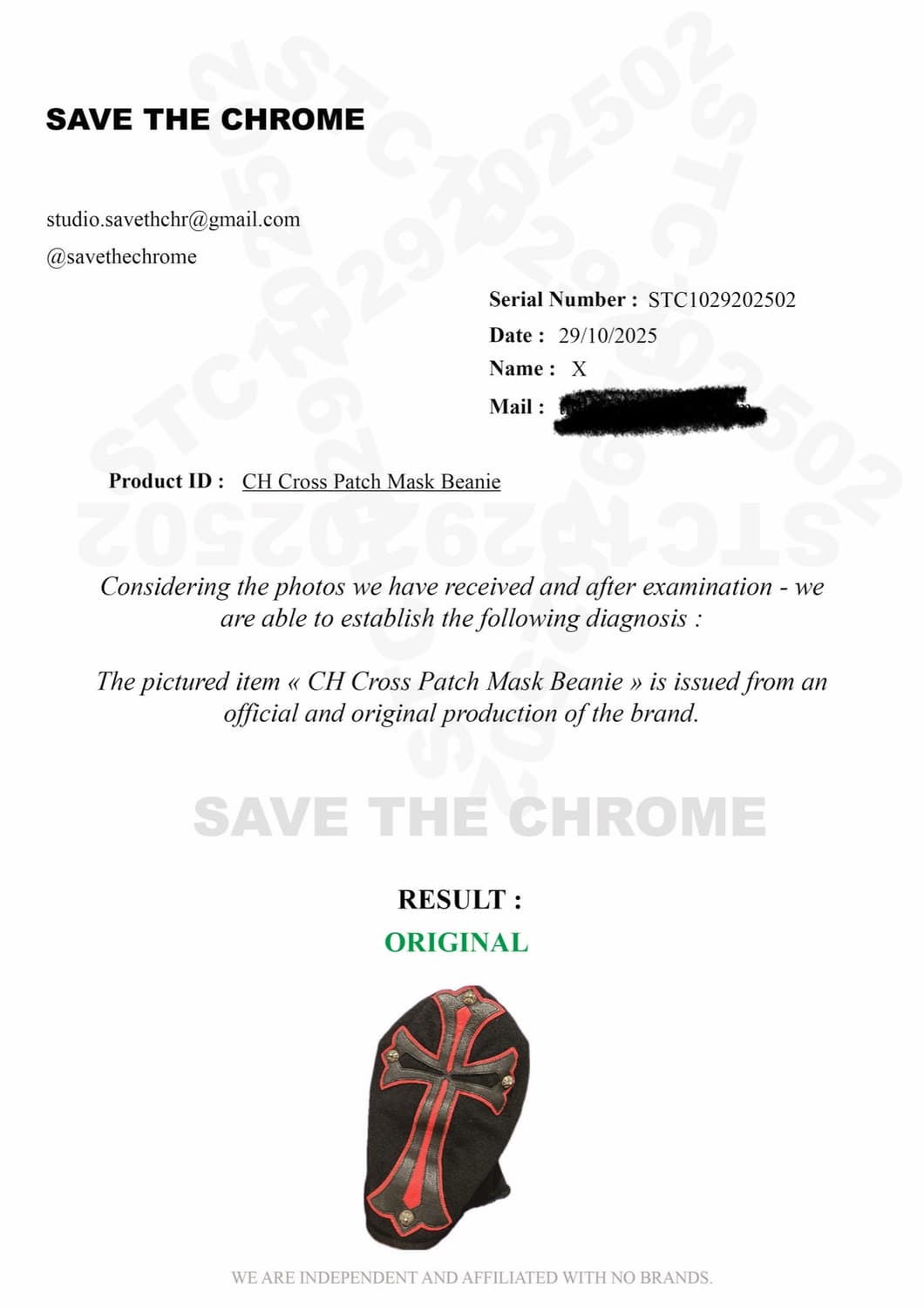 크롬하츠 캐시미어 마스크 비니 상품이미지7