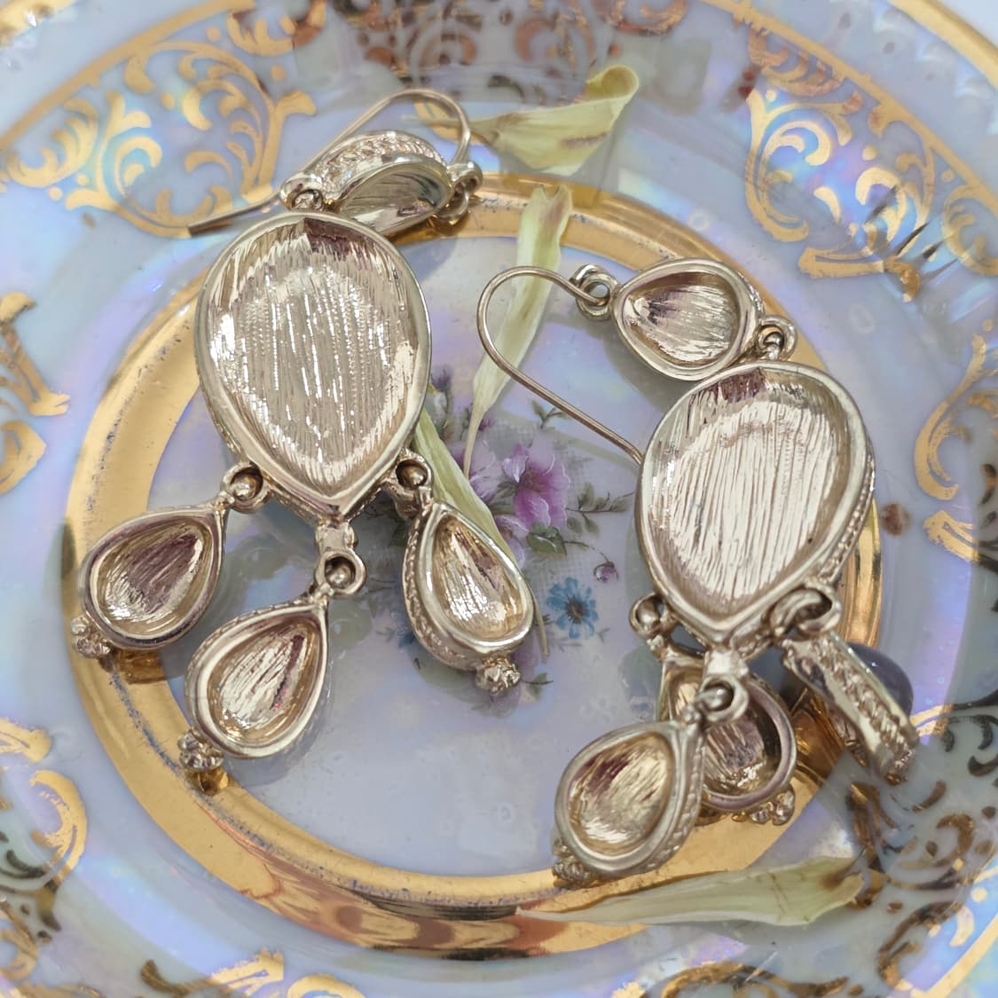 빈티지 앤틱 물방울 드롭 그레이블루 귀걸이 상품이미지4