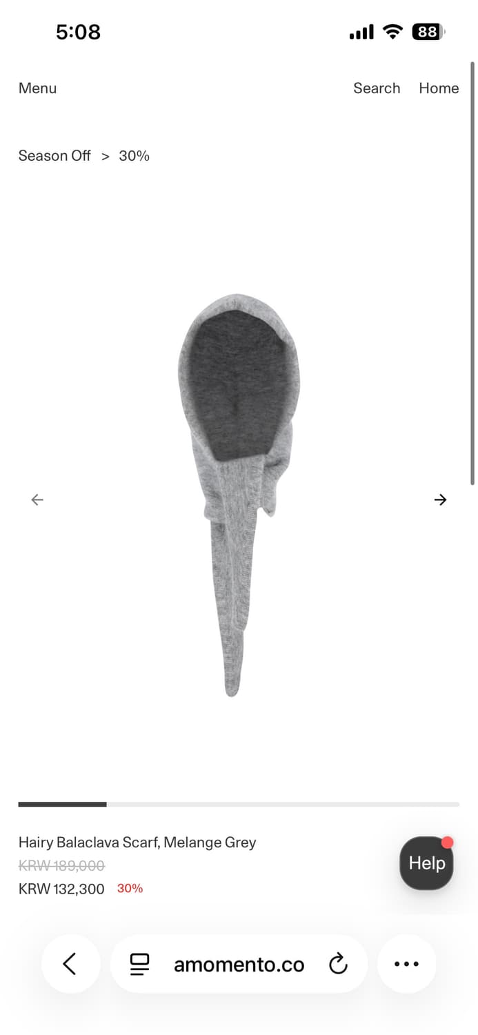 아모멘토 Hairy Balaclava Scarf, Melange Grey 상품이미지1