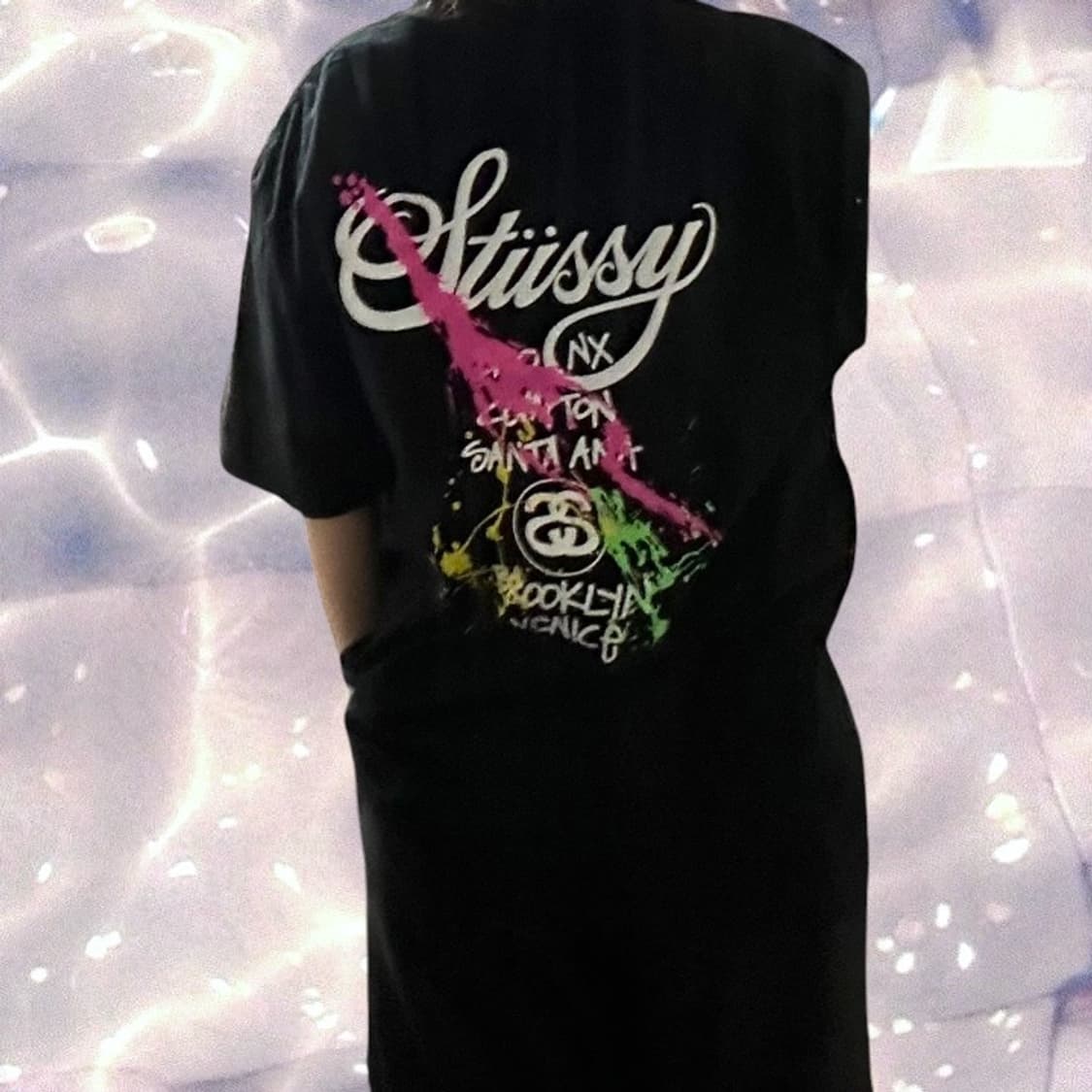 스투시 월드투어 페인트 페인팅 반팔 티셔츠 블랙 XL 상품이미지3