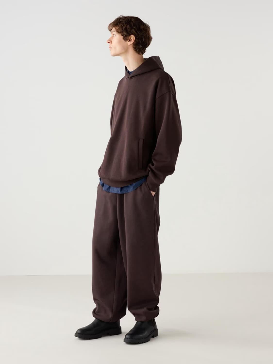 유니클로 스웨트 와이드 팬츠 M(와인) 상품이미지1