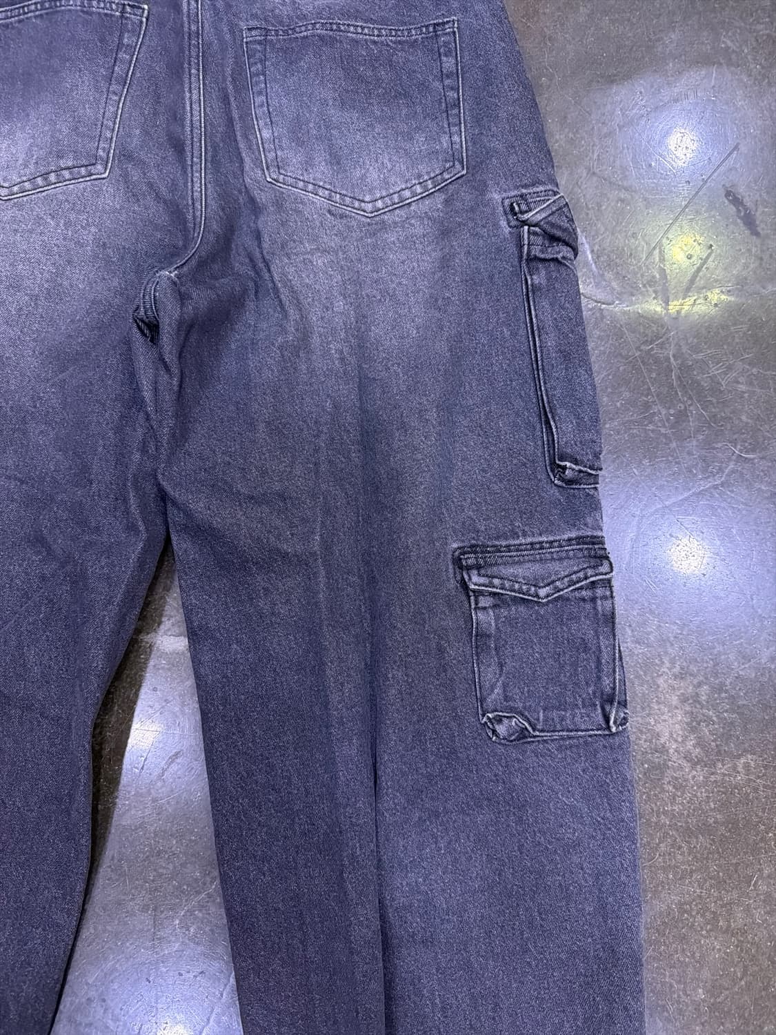 언유즈드랩 블랙 데님 멀티 포켓 카고 와이드 팬츠 M 상품이미지7