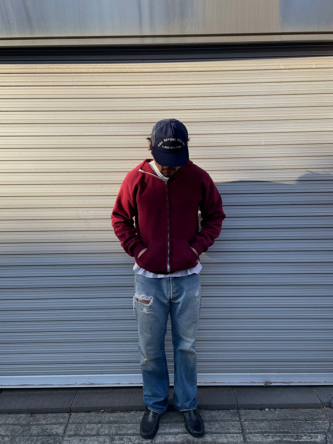 80s Russell Burgundy Hood zip 상품이미지3