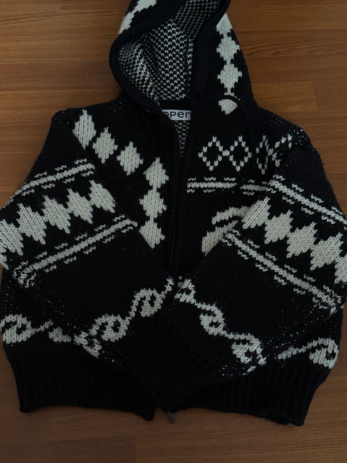 OPEN YY 니트 집업 블랙 2사이즈 상품이미지1