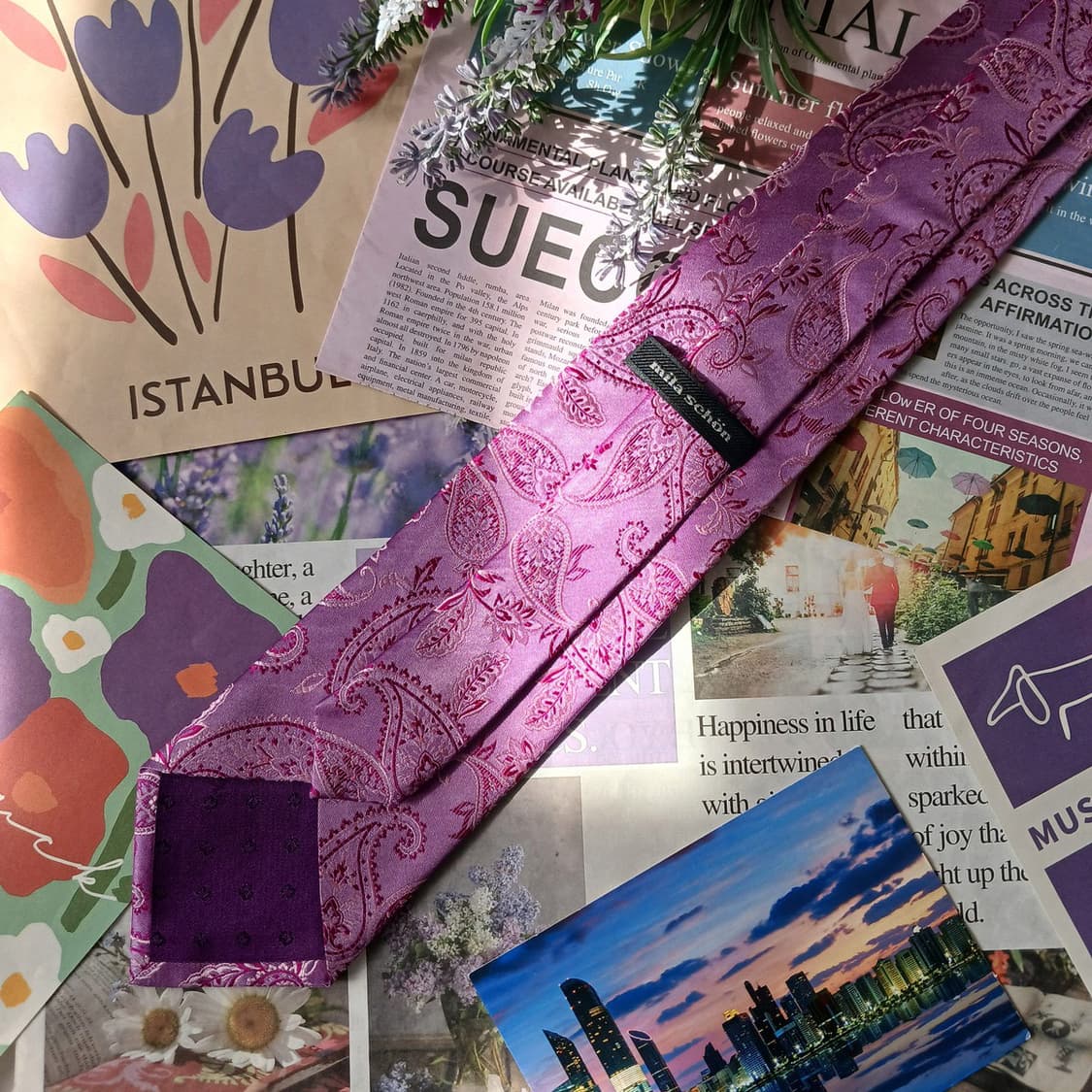 밀라숀 실크 페이즐리 자수 패턴 넥타이 9.1cm A+등급 A19862 상품이미지5