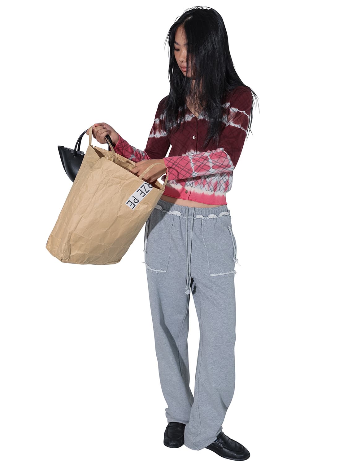 [F]퍼버즈 26ss DIP-DYE 체크 니트 가디건/레드 상품이미지3