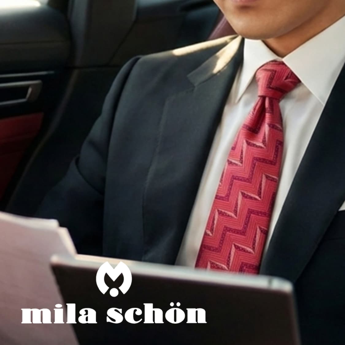 MILA SCHON 밀라숀 핑크 패턴 넥타이 9cm A등급 K2370 상품이미지1