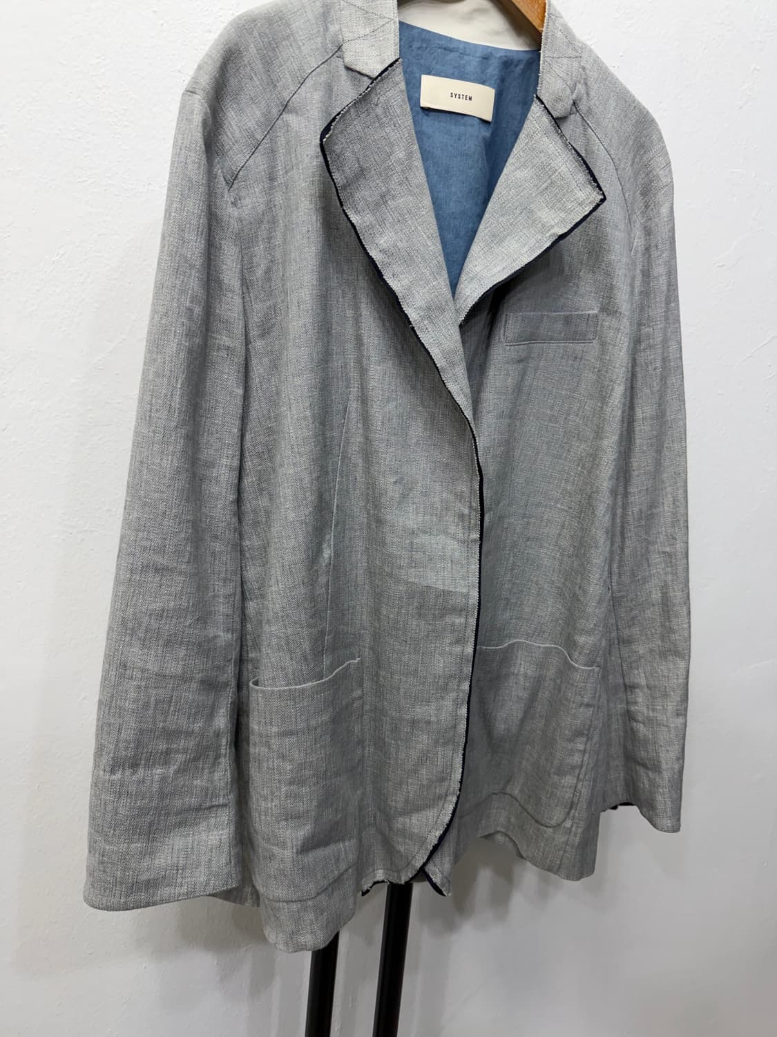 정품) SYSTEM 시스템 루즈핏 회색 린넨 자켓 82 상품이미지2