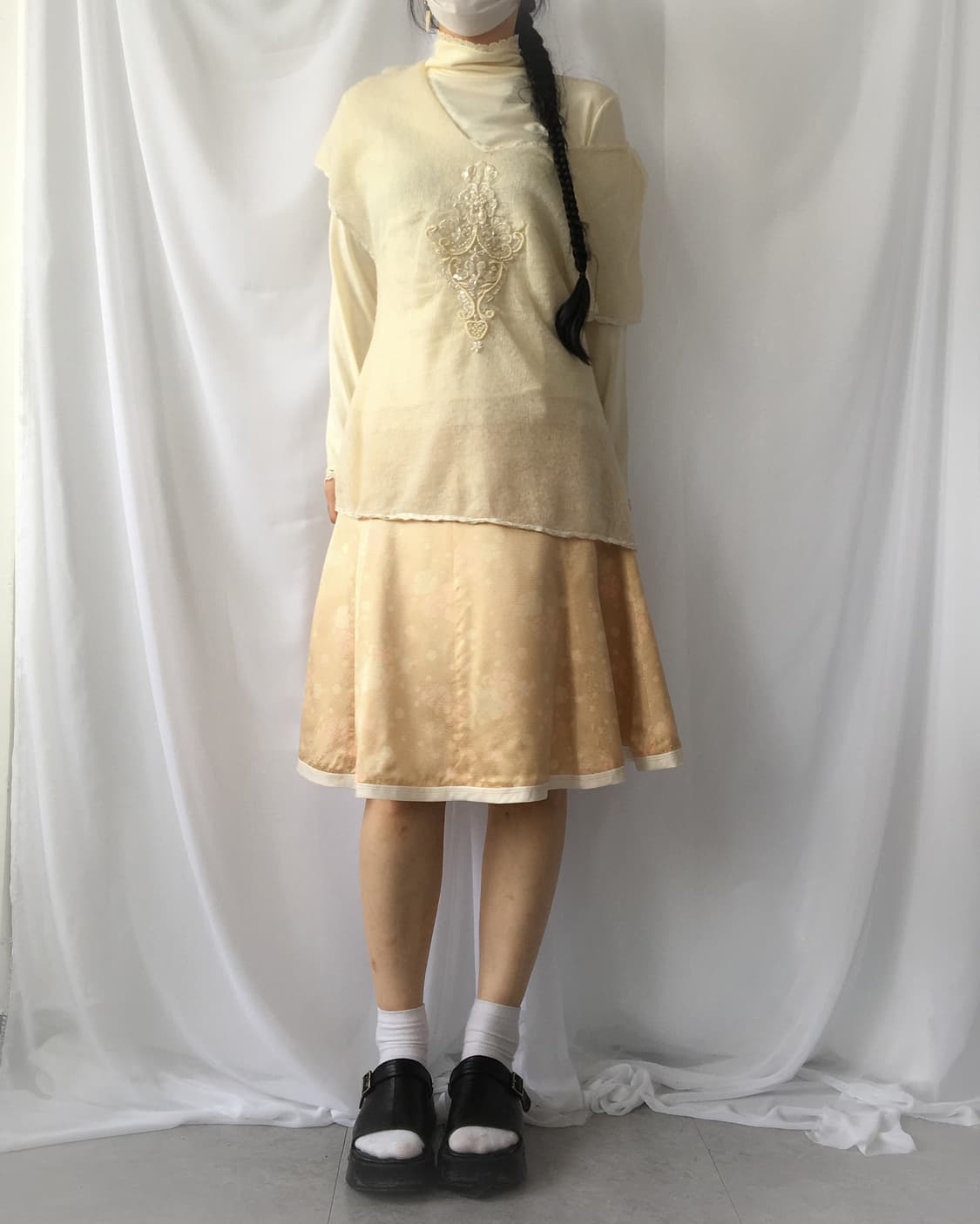 Lace trimming high neck sleeve 상품이미지6