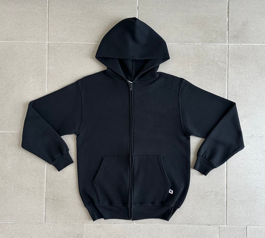 90s 빈티지 러셀 후드집업 블랙 M USA 상품이미지1