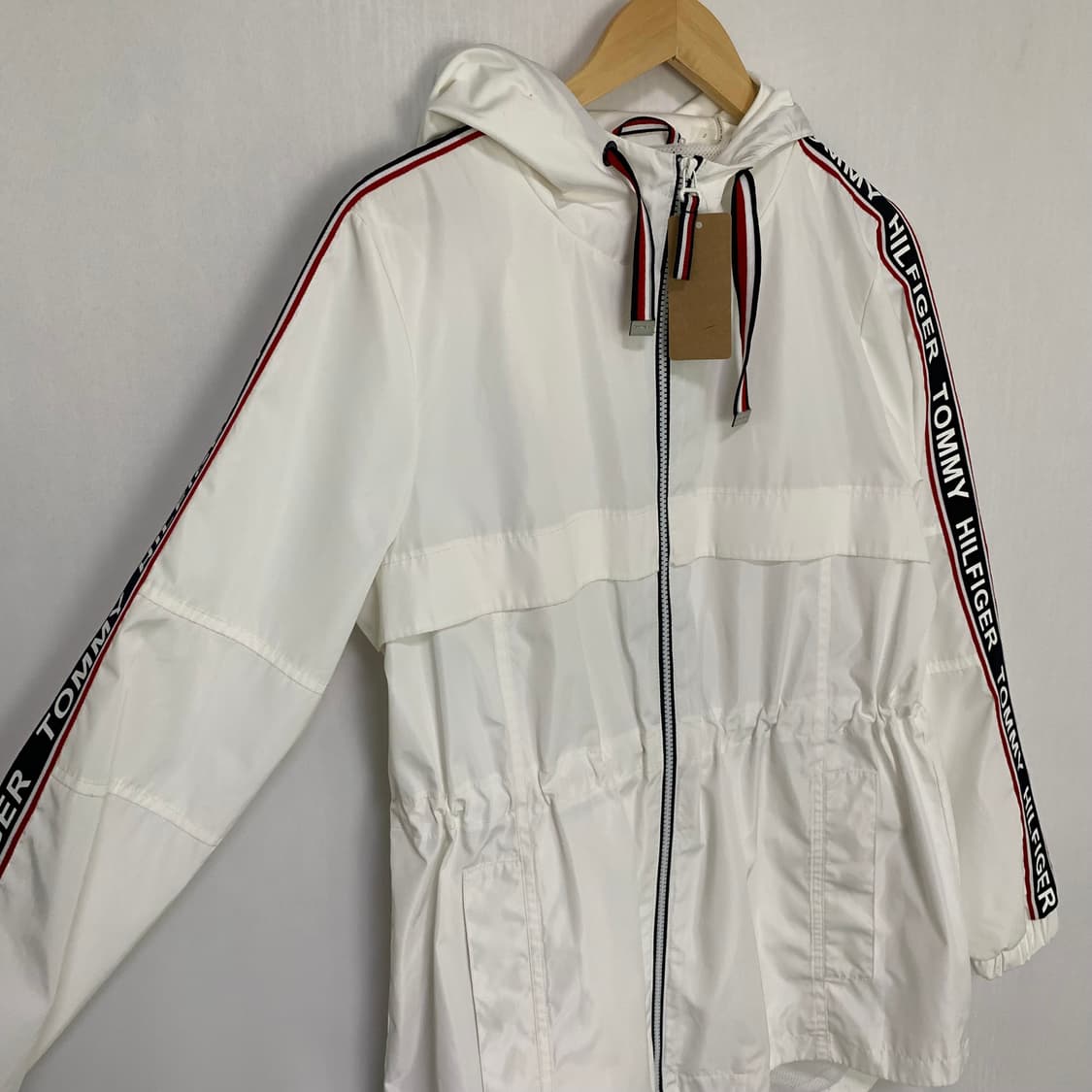 타미힐피거 셔링 화이트 바람막이 후드 자켓 빈티지 고프코어 상품이미지4