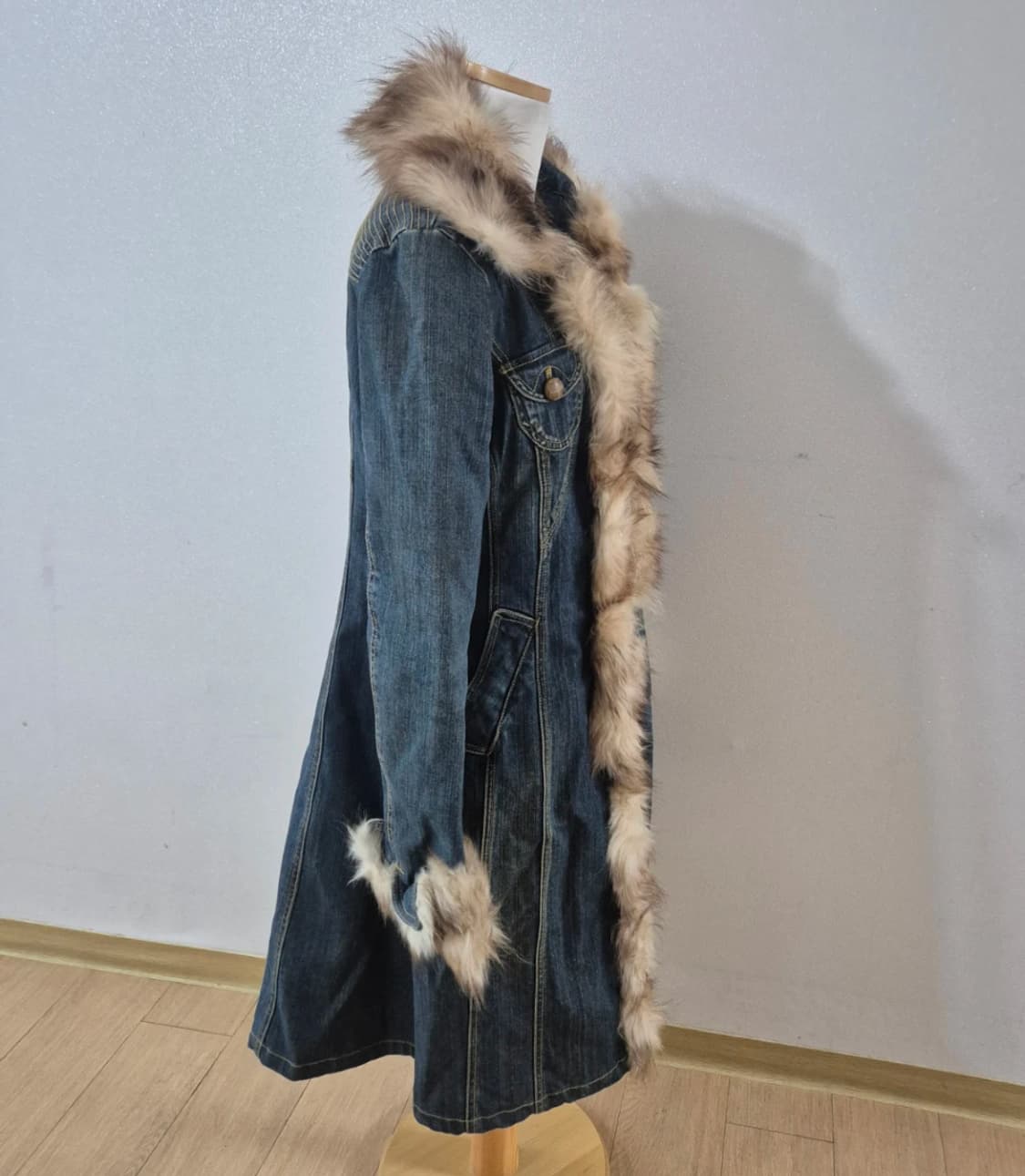 Ggpx  maxi denim fur jacket 데님 퍼자켓 상품이미지2